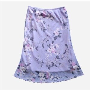 Y2K Floral Coquette Fairy Midi Skirt Purple Pink Size Medium